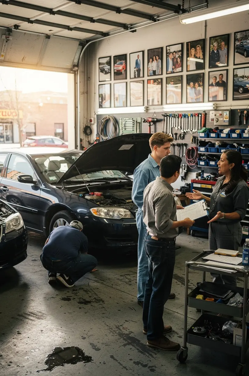 Close-up of checklist for winter route vehicle preparation at New York City auto shop